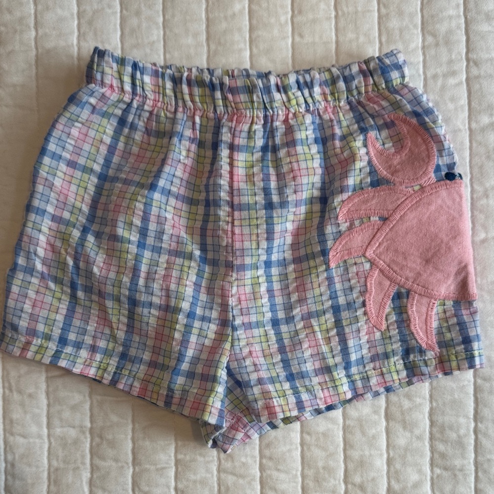 Baby Plaid Swim Trunks with Pink Crab by J. Bailey
